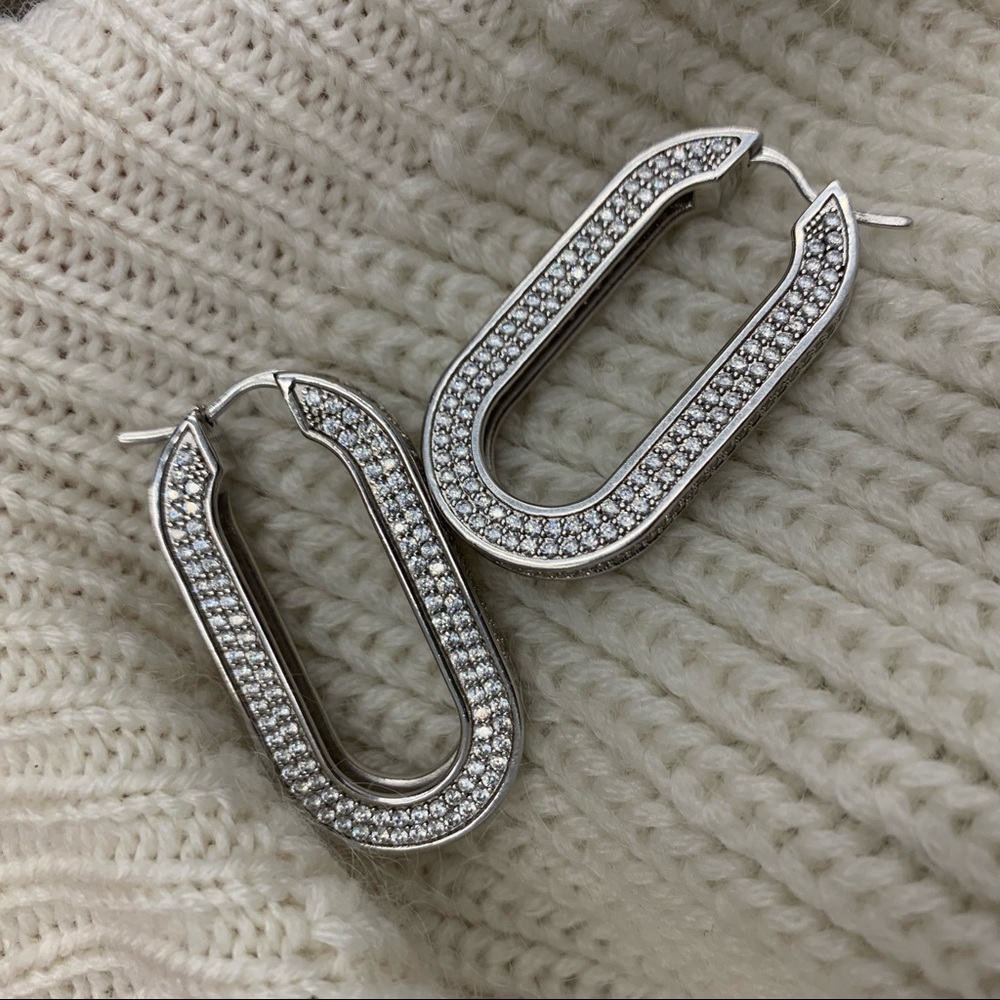 Celine Edwige Crystal Rhodium Hoops